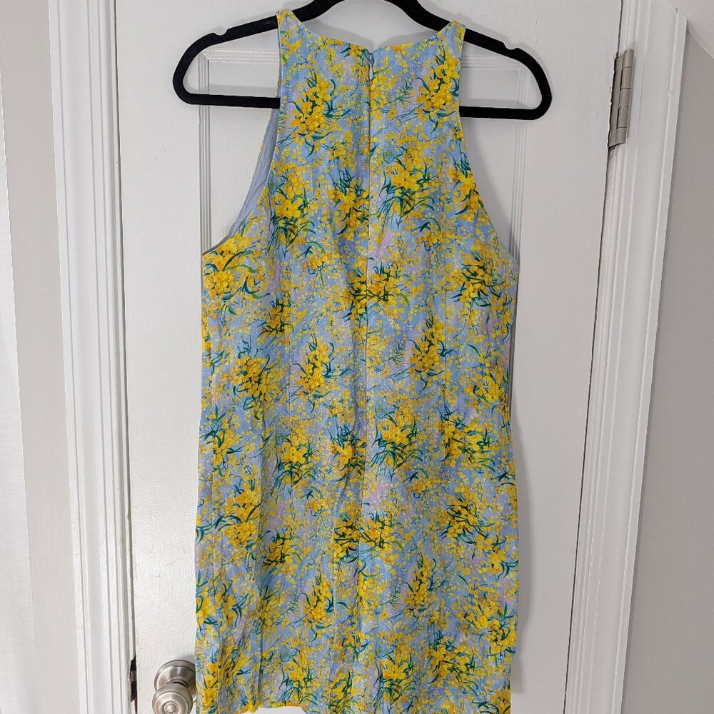 & Other Stories Floral Linen A-Line Halterneck Dress Sz 6 - Picture 3 of 5